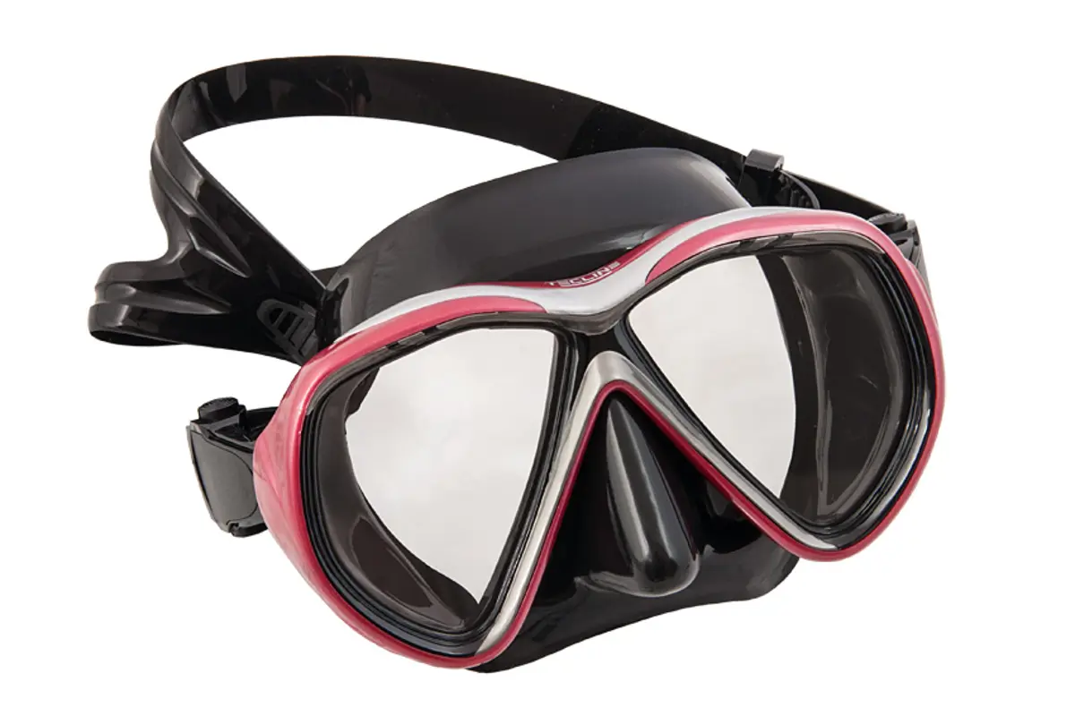 Mask Tiara II, black silicone, metal ruby frame - Asia fit