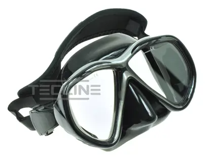 TecLine Tiara máscara w/neopreno strap, blk silicon, blk-plata marco
