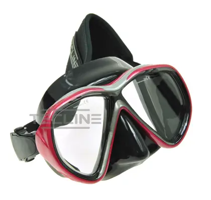 TecLine Tiara máscara w/neopreno strap, blk silicona, rojo marco