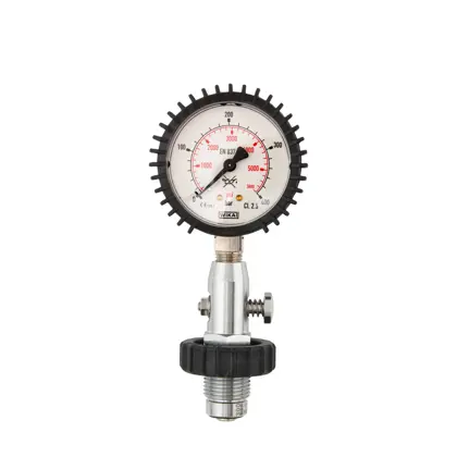 Botella testing gauge DIN, scale 400 bar, presión de trabajo 300 bar