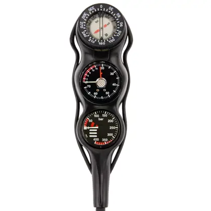 Consola Tecline EVO III, SPG 52 mm, scale 400 bar+depthgauge+brújula, latiguillos HP 80 cm - Military Line