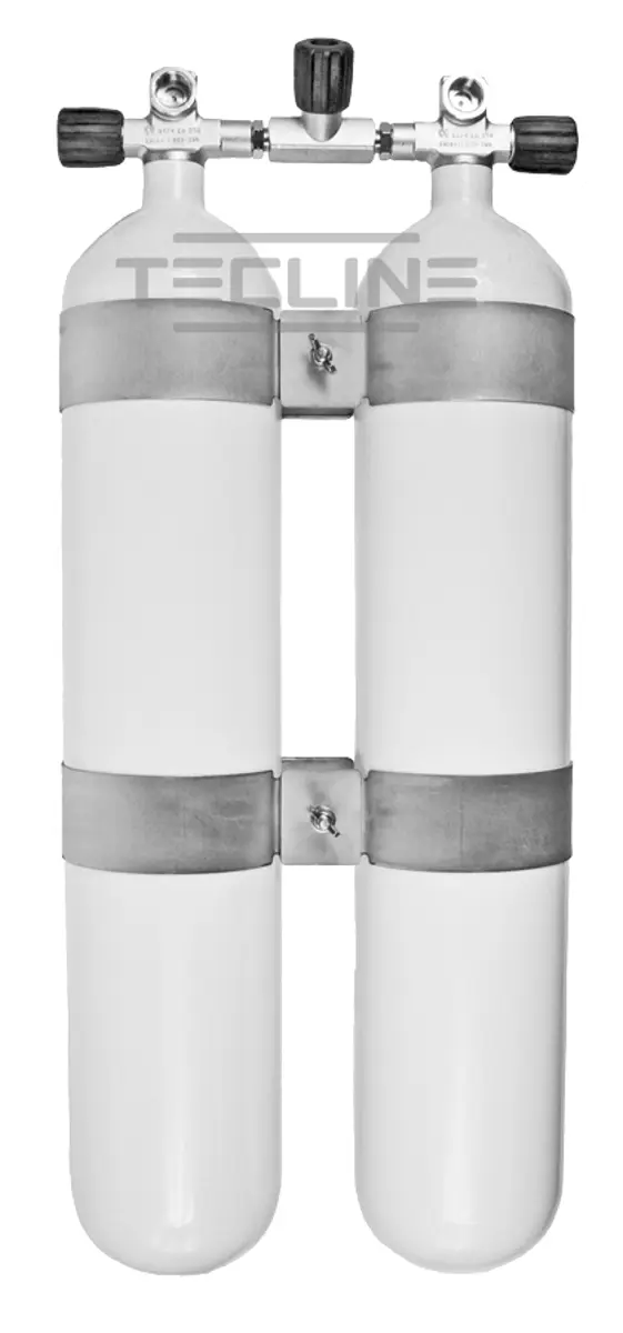 Bibotella 2 x 8,5L, 140mm, 232 bar, Eurocylinder, 60mm abrazaderas de botella, manifold, goma knobs