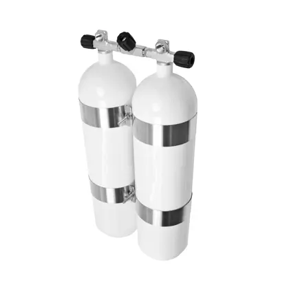 Bibotella 2 x 12L, 171mm, 232 bar, Eurocylinder, 60 mm inox abrazaderas de botella, manifold, goma knobs