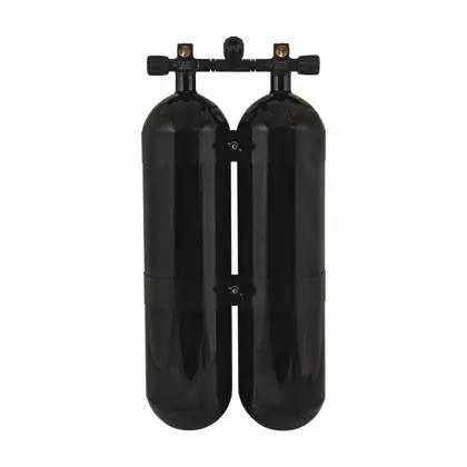 Bibotella 2 x 12L, 171mm, 232 bar, Eurocylinder, 60 mm inox abrazaderas de botella, manifold -
