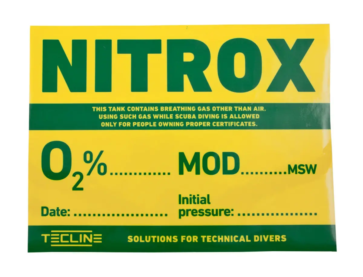 Information sticker NITROX 20 x 15 cm (eng. ver.)
