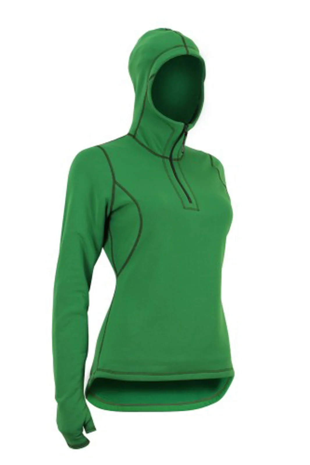 KWARK Polartec Power Stretch long sleeves shirt, short zipper,hood and "integrated" gloves