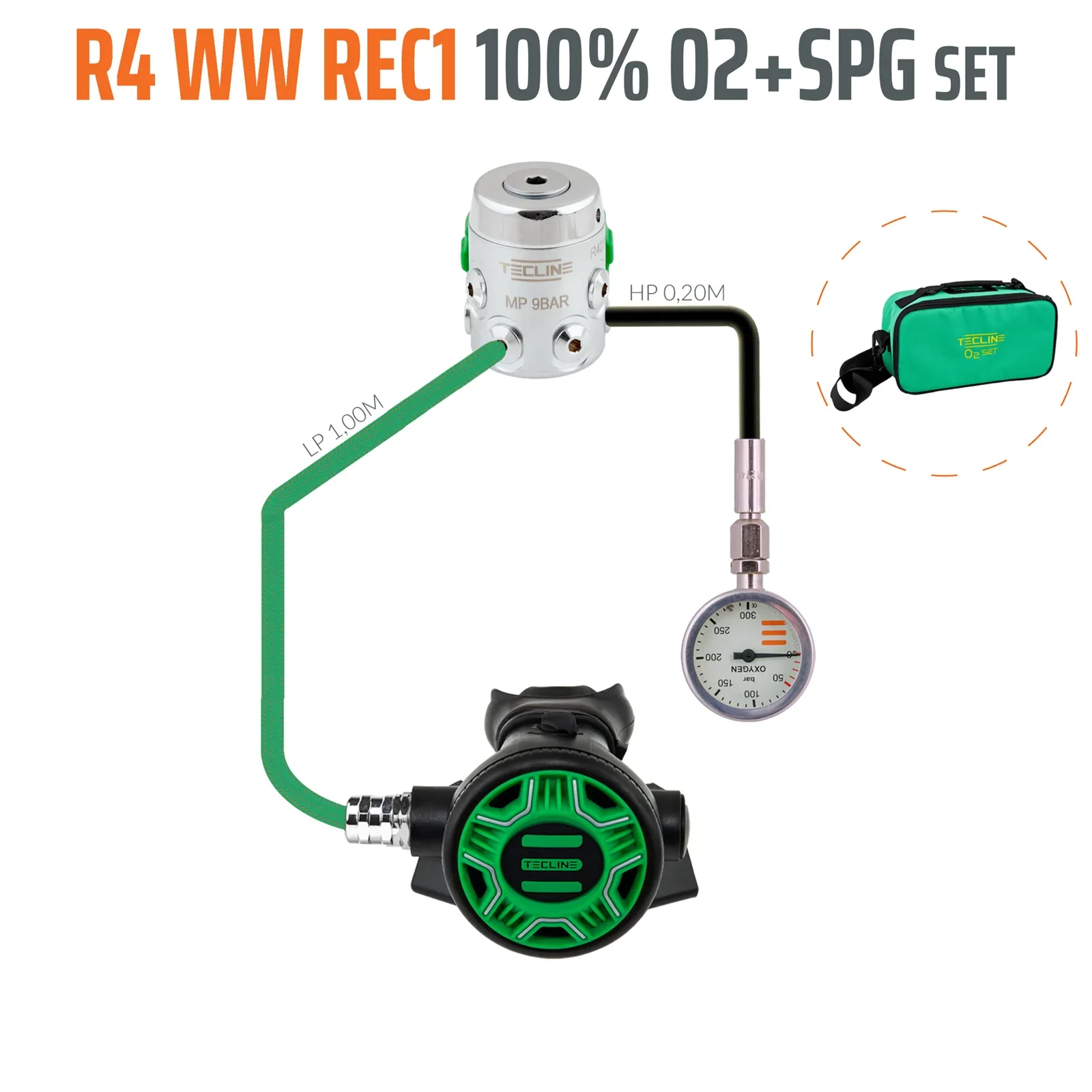 Regulador R4 WW REC1 100% O2 M26x2, con SPG stage set - EN250A > 10°C