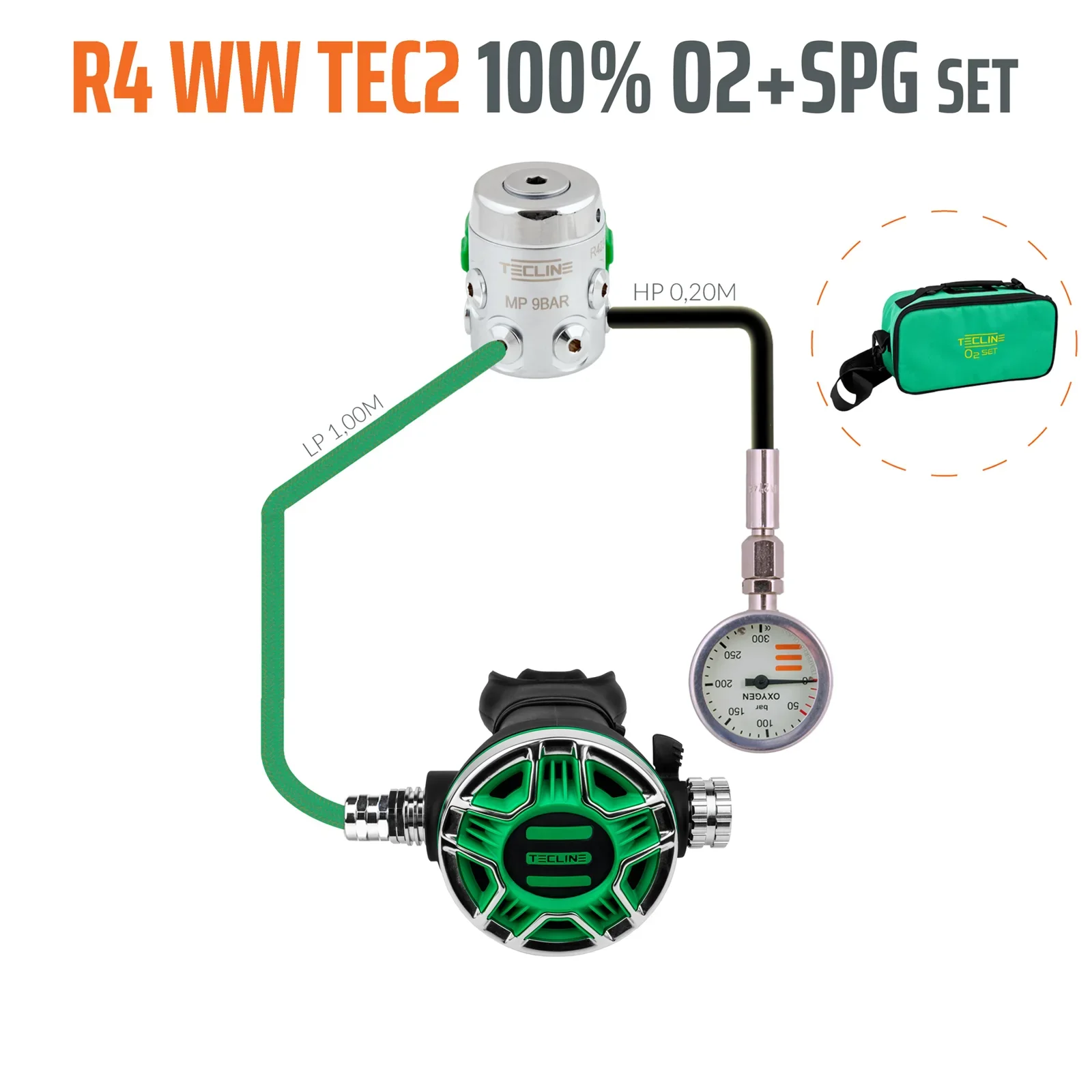 Regulador R4 WW TEC2 100% O2 M26x2, con SPG stage set - EN250A > 10°C