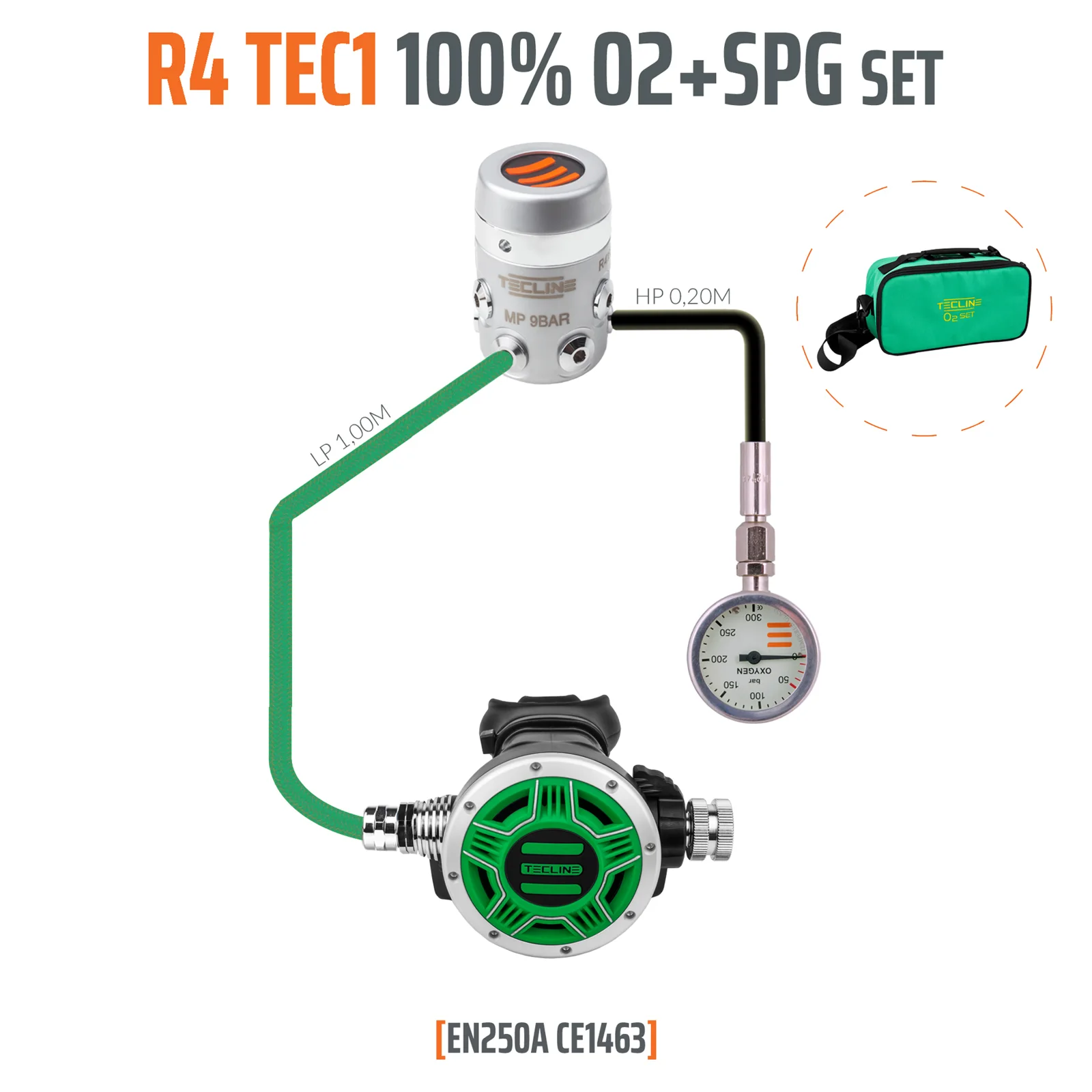 Regulador R4 TEC1 100% O2 M26x2 con SPG, stage set - EN250A