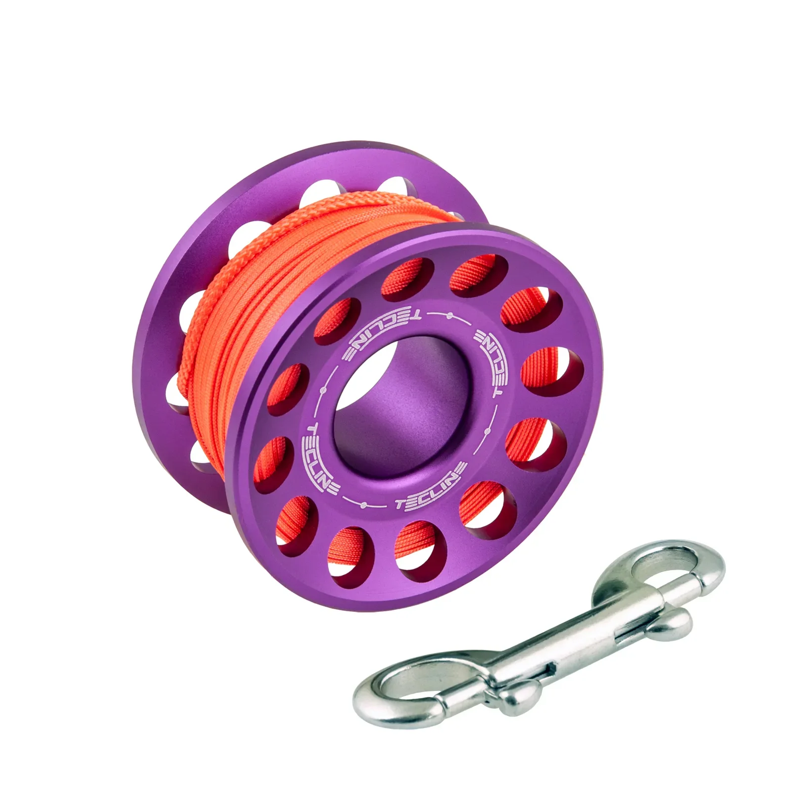 Spool aluminio morado 30 m, con inox 90 mm snap