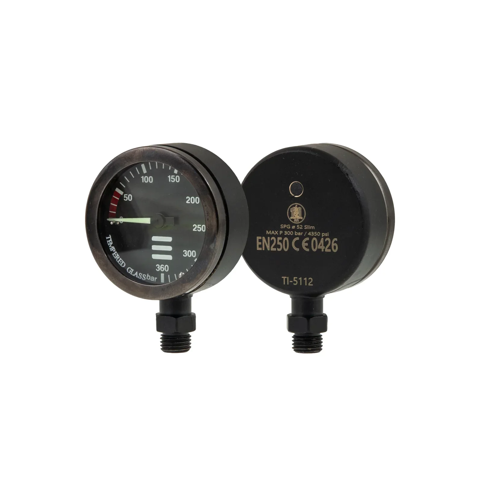 SPG diam 52 mm, scale 360 bar, presión de trabajo 230 bar, negro - cabezal solo