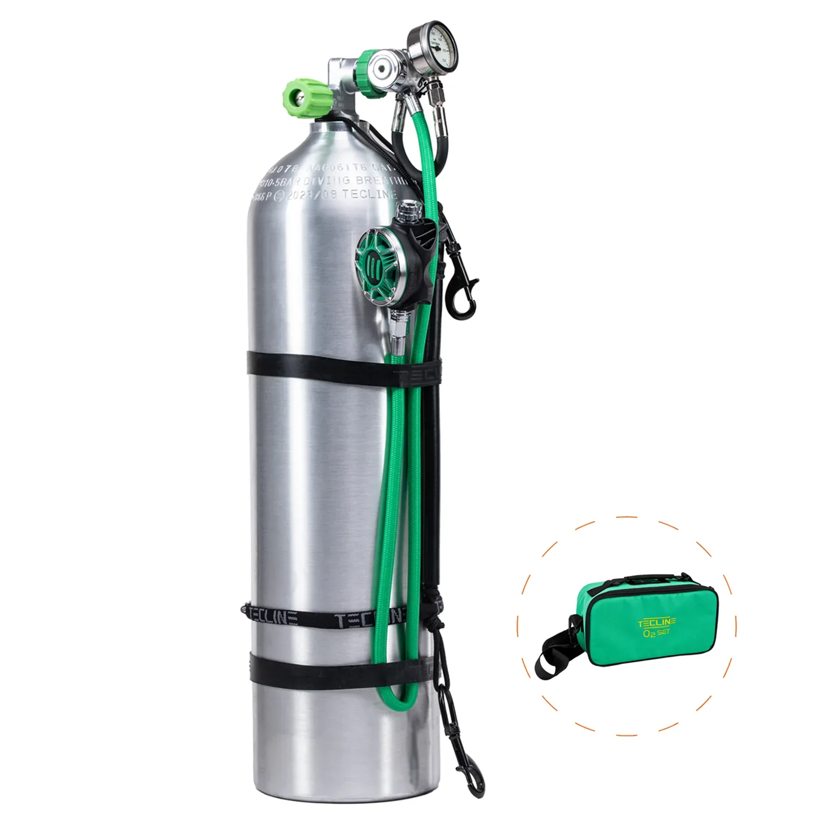 Stage - aluminio botella 11,1 L + kit de rigging + reg. R4 WW TEC2 100% O2