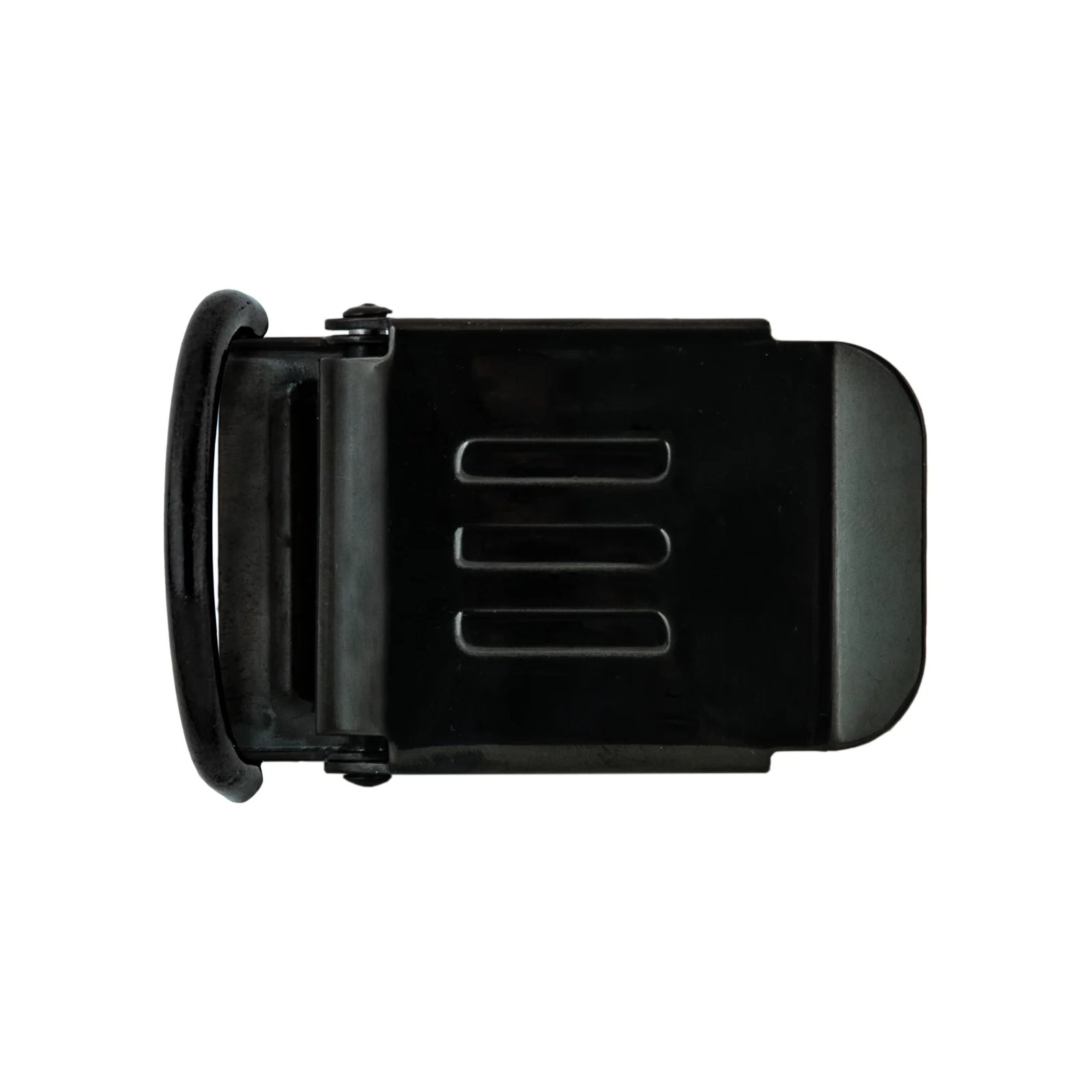 Inox belt hebilla 50 mm con D-rings y logo E, negro - Military Line