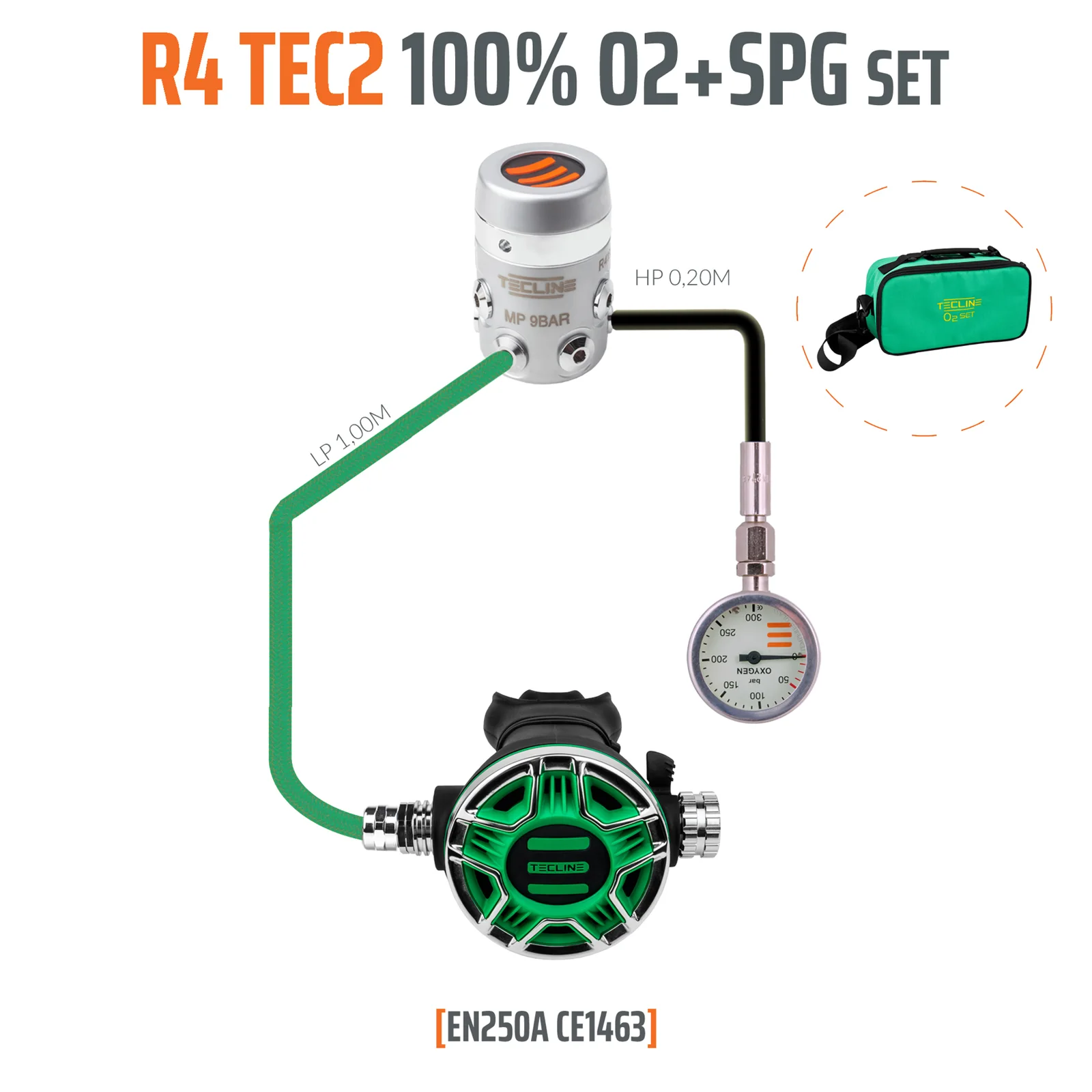 Regulador R4 TEC2 100% O2 M26x2 con SPG, stage set - EN250A