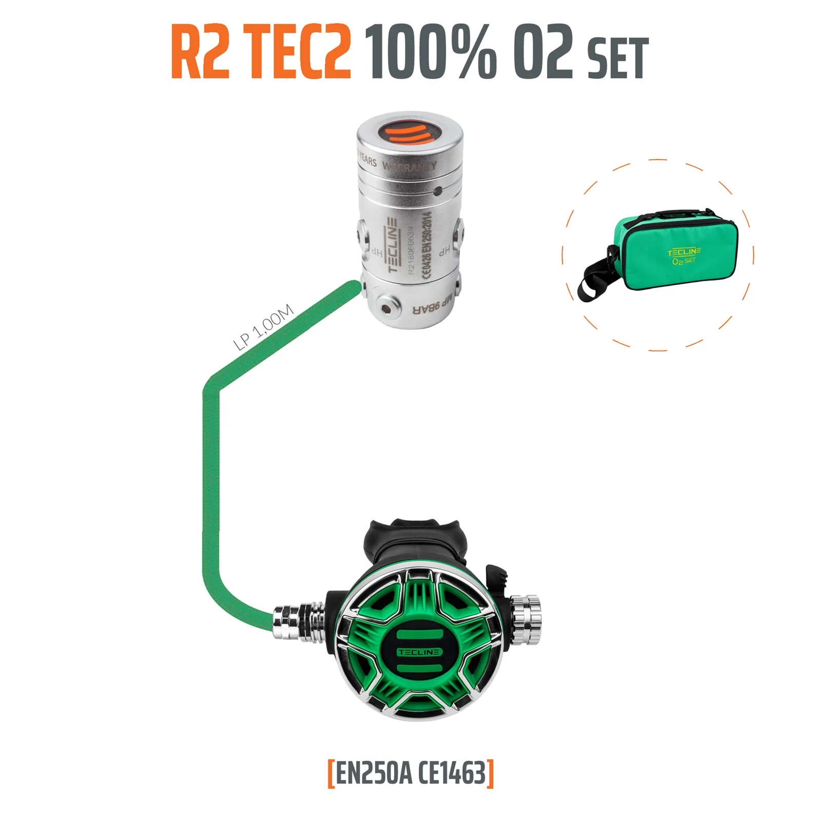 Regulador R2 TEC2 100% O2 M26x2, stage set - EN250A