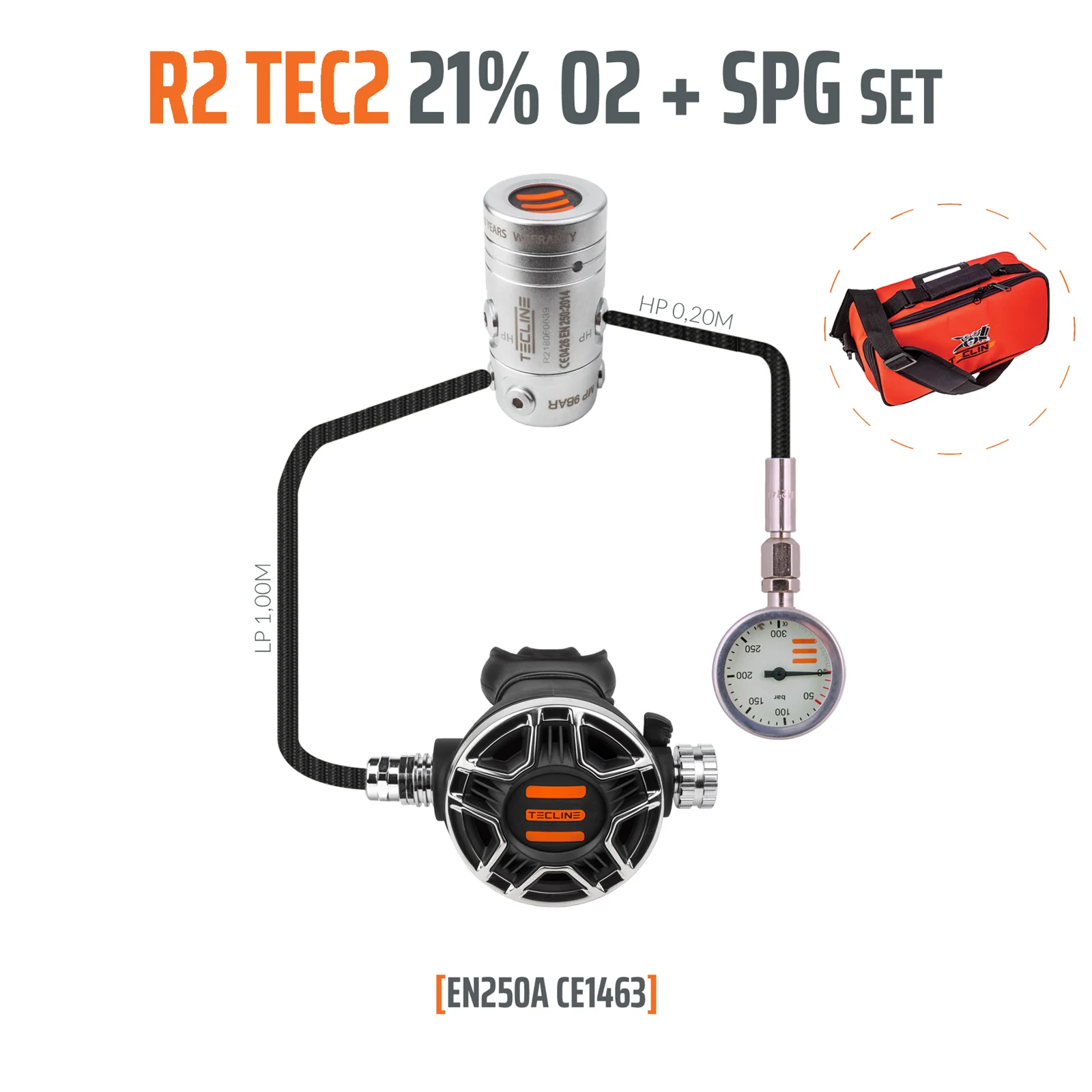 Regulador R2 TEC2 21% O2 G5/8 con SPG, stage set - EN250A