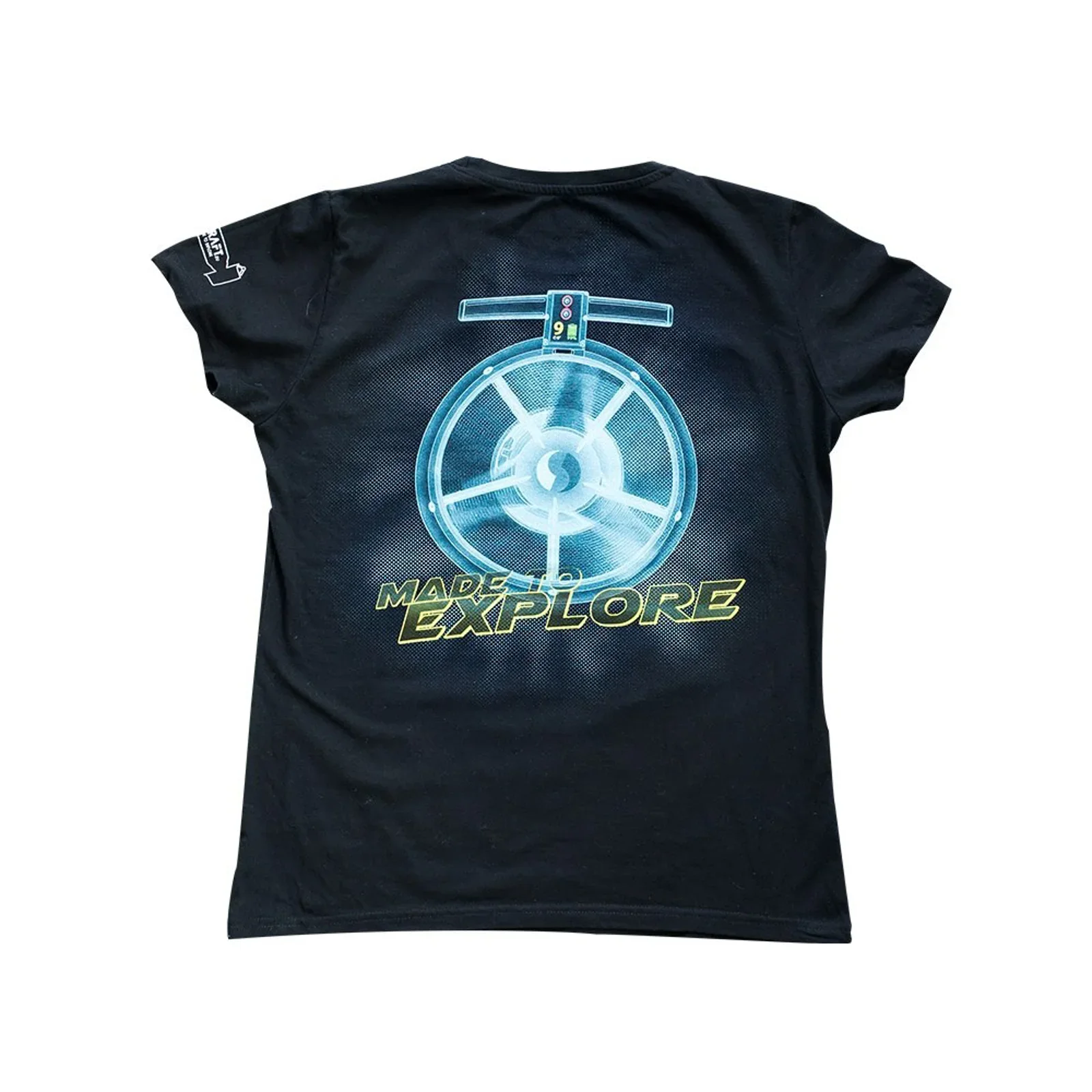 Seacraft Black cotton t-shirt (two-sided multicolor print) - female (L)